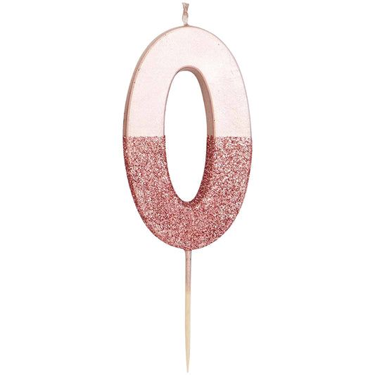 We Heart Birthdays Rose Gold Glitter Number Candle 0