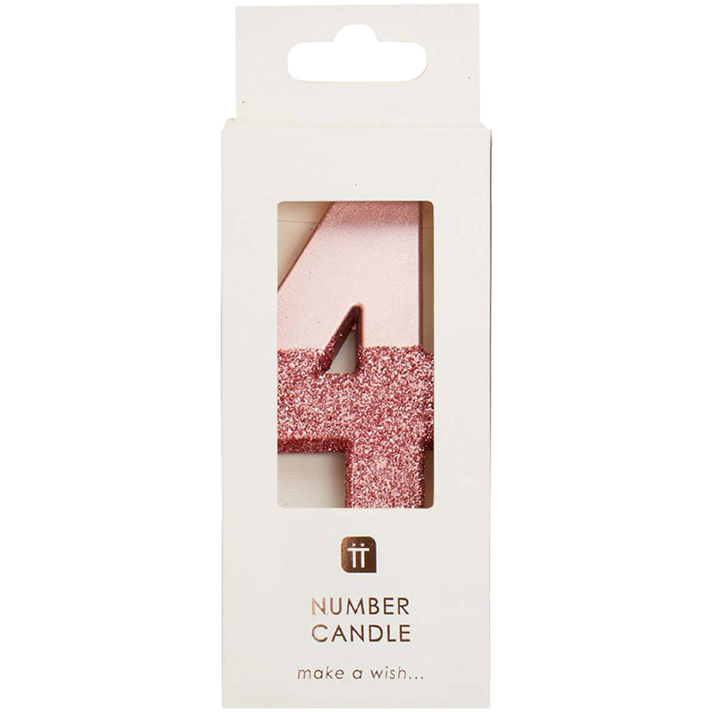 We Heart Birthdays Rose Gold Glitter Number Candle 4