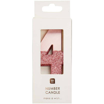 We Heart Birthdays Rose Gold Glitter Number Candle 4
