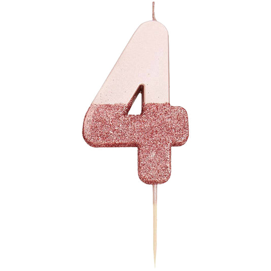 We Heart Birthdays Rose Gold Glitter Number Candle 4