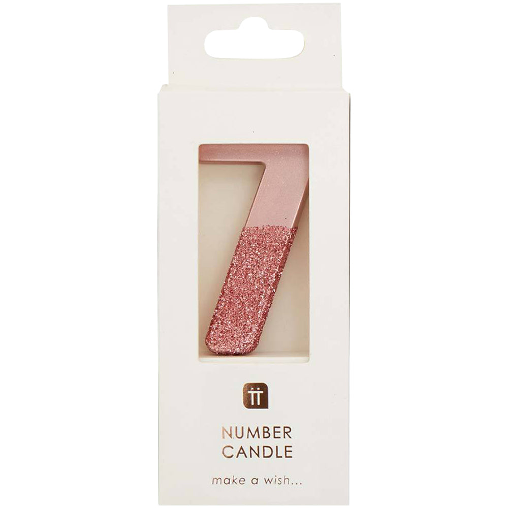 We Heart Birthdays Rose Gold Glitter Number Candle 7