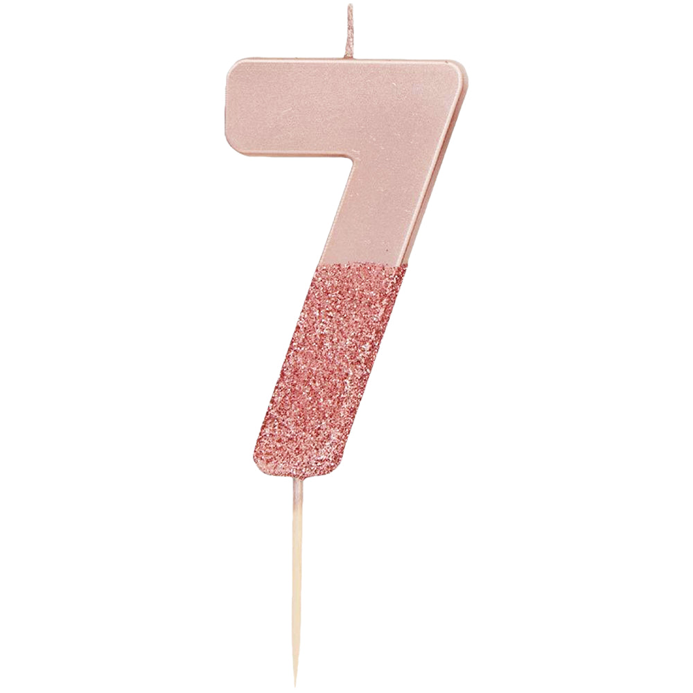 We Heart Birthdays Rose Gold Glitter Number Candle 7