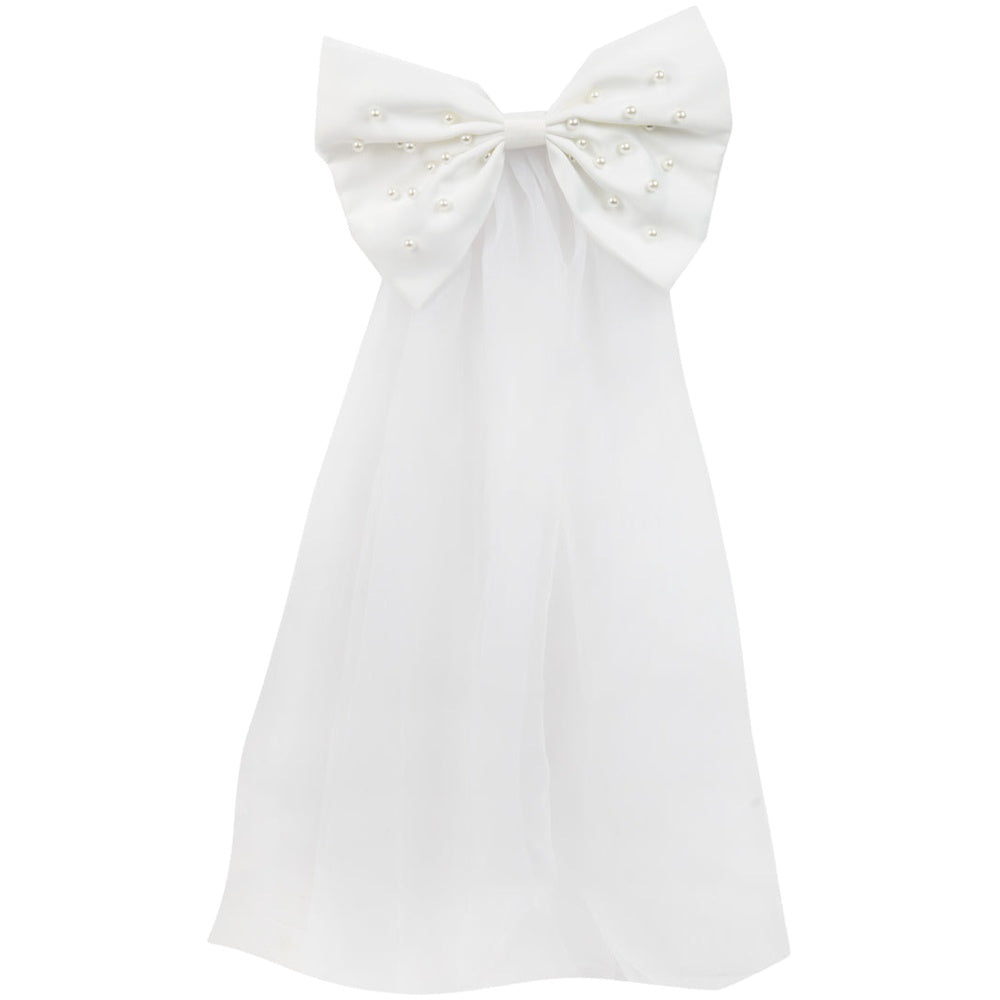 Blossom Girls 'Bride to Be' White Pearl Bow Veil