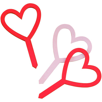 Wooden Red and Pink Heart Cupcake Toppers