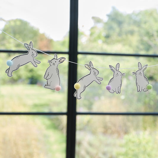 Easter Bunny Bunting with Pom-Pom Tails