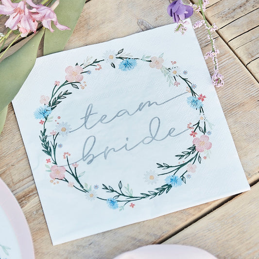 Boho Floral Team Bride Hen Party Napkins