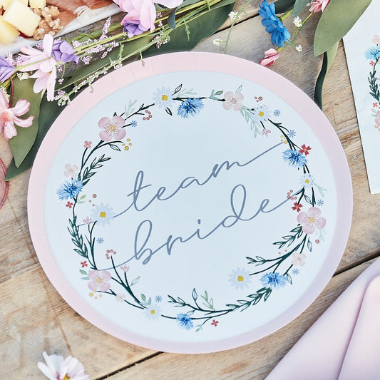Boho Floral Team Bride Hen Party Plates