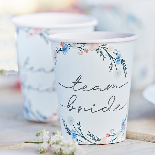 Boho Floral Team Bride Hen Party Cups