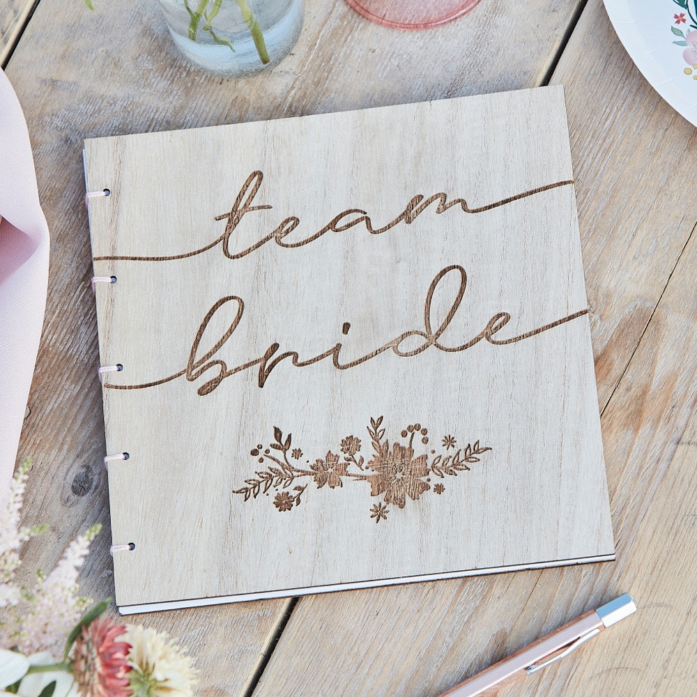 Boho Wooden Team Bride Guest Book