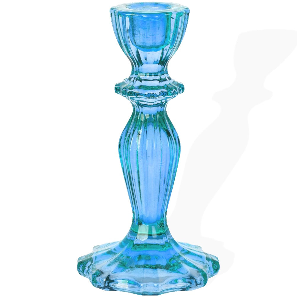 Boho Blue Glass Candle Holder