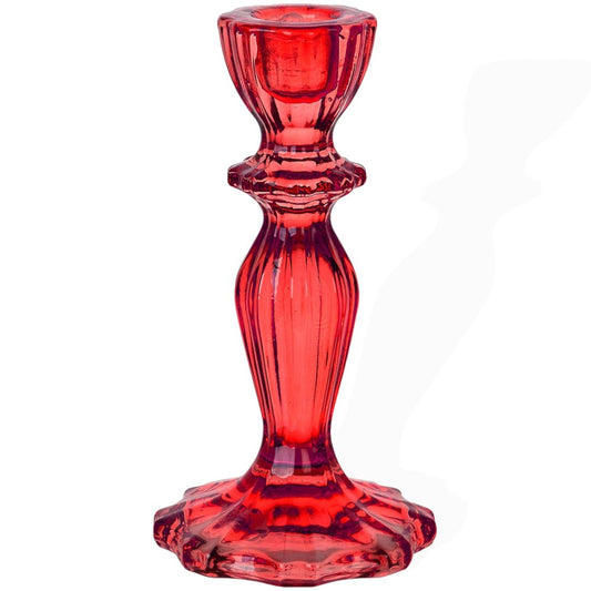 Boho Red Glass Candle Holder