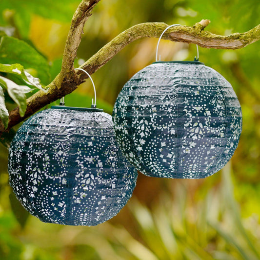Boho Navy Outdoor Solar Lanterns