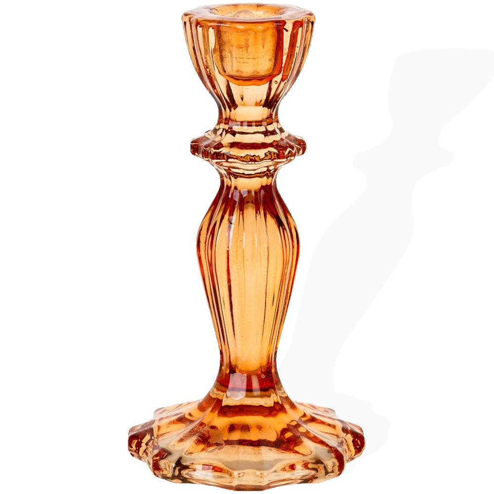 Boho Orange Glass Candle Holder