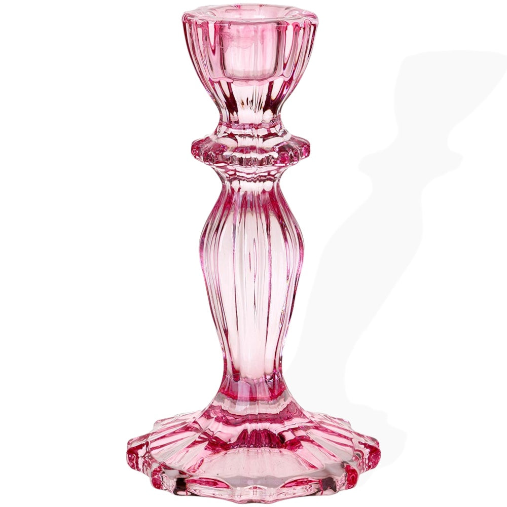 Boho Pink Glass Candle Holder