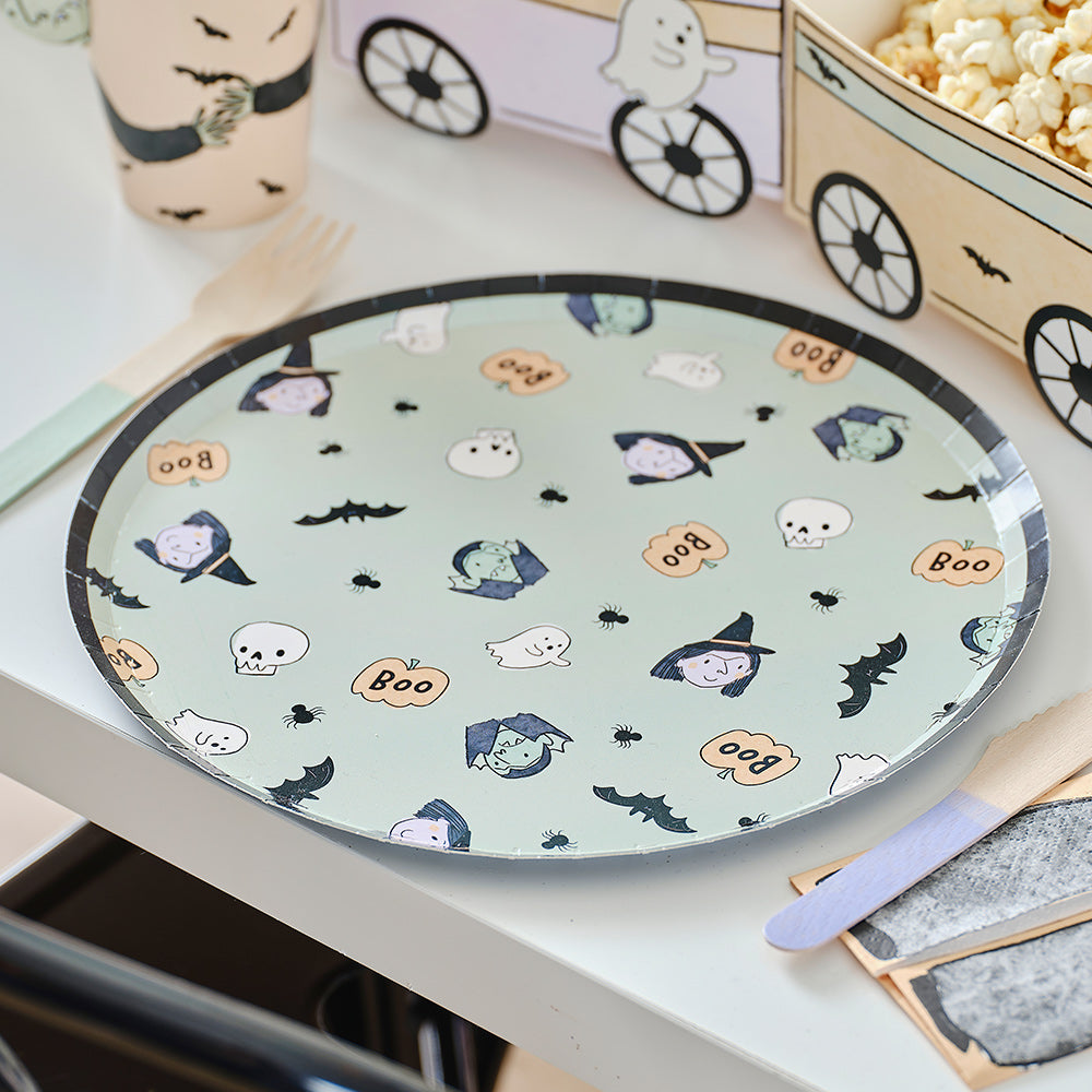 Vampire and Witch Halloween Party Plates