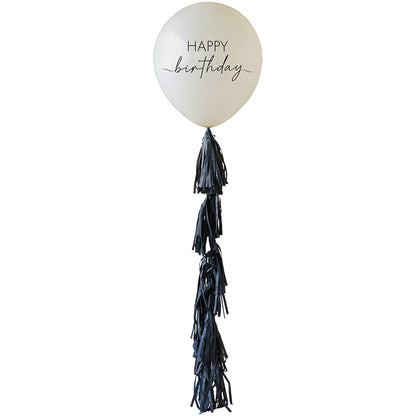 Happy Birthday Balloon with Black Tassel Tail