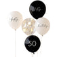 Black, Nude, Cream and Champagne Gold 50th Birthday Party Balloons