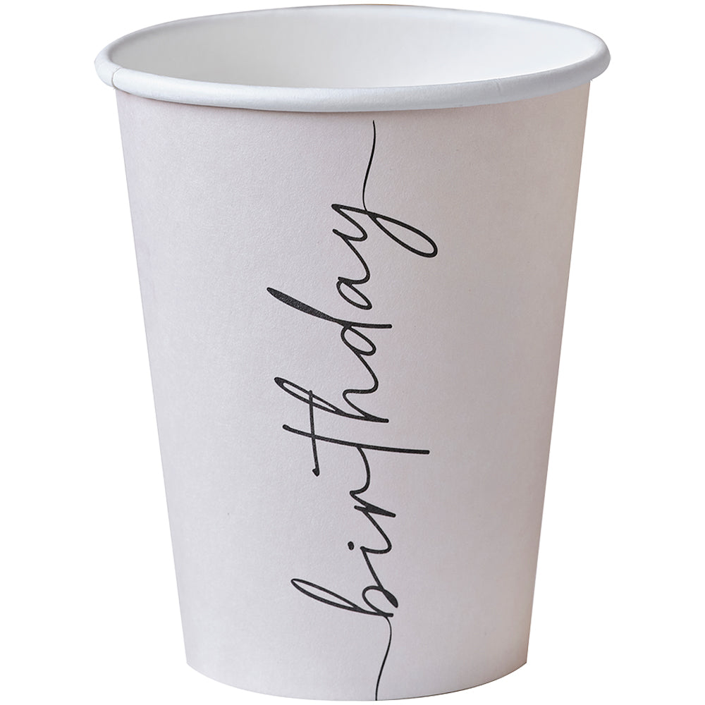 Nude and Black Happy Birthday Paper Party Cups