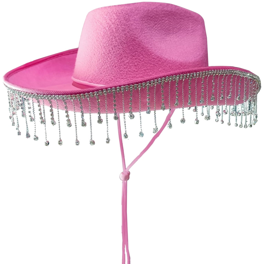 Pink Cowboy Hat with Diamante Droplets