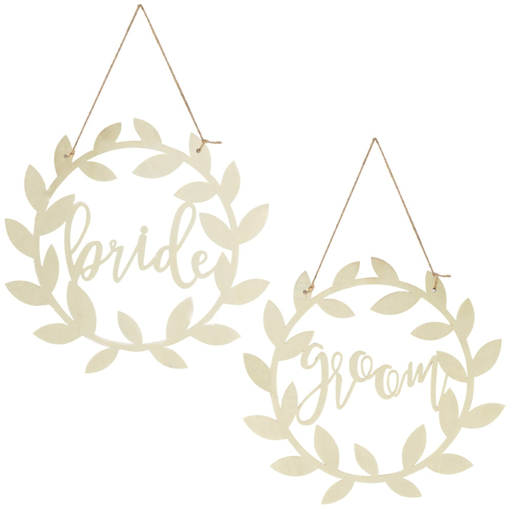 Wooden Bride and Groom Wedding Signs