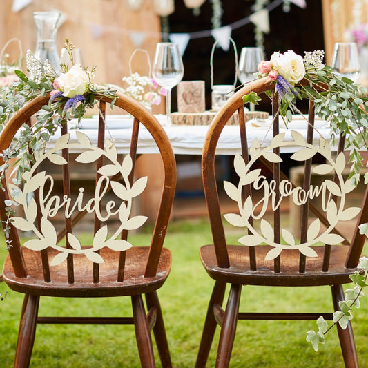 Wooden Bride and Groom Wedding Signs