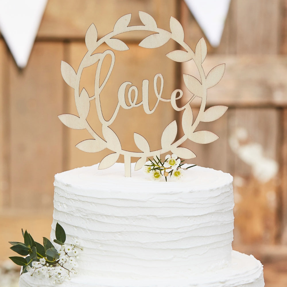 Wooden "Love" Wedding Cake Topper