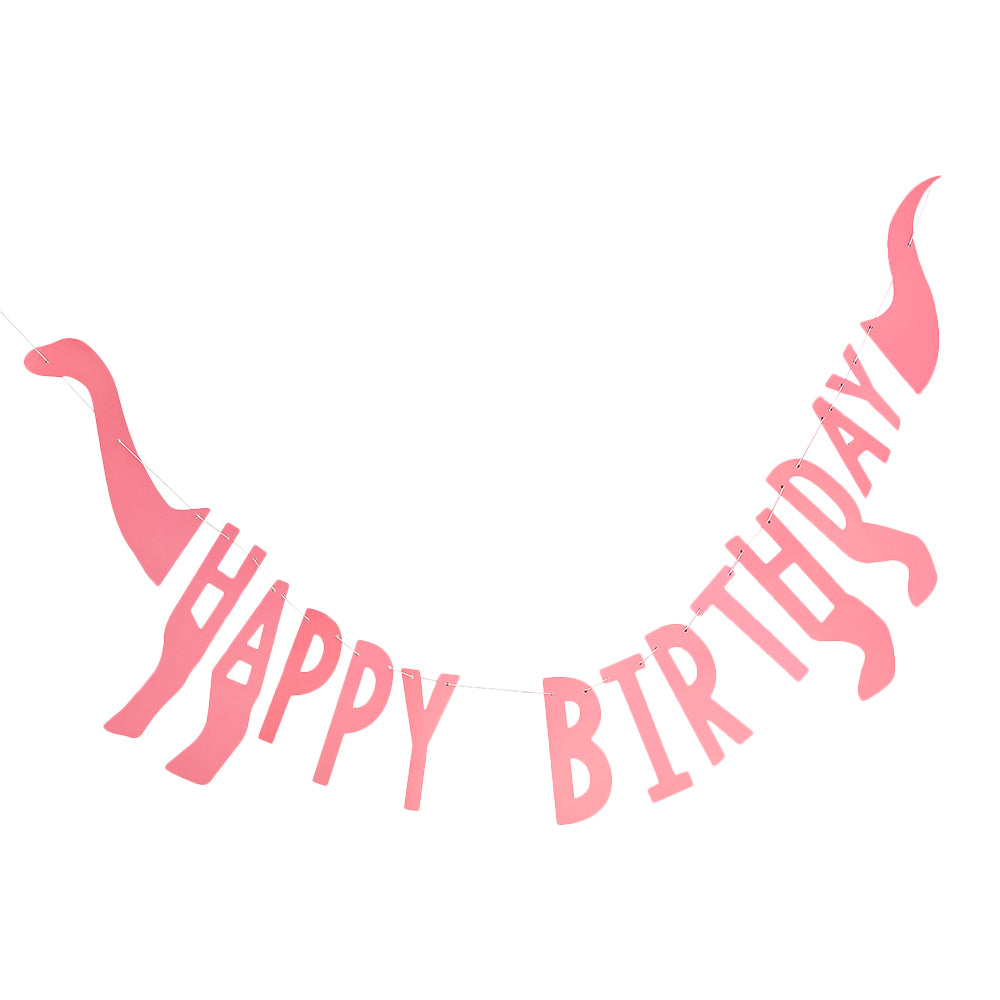 Pink Happy Birthday Dinosaur Shaped Bunting