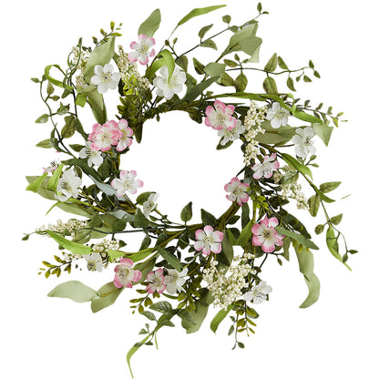 Pink Artificial Flower Foliage Spring Wreath