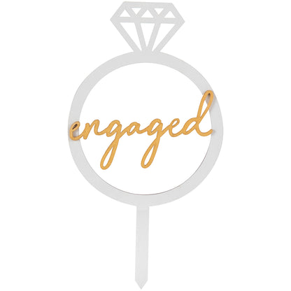 Wooden Engagement Ring Cake Topper