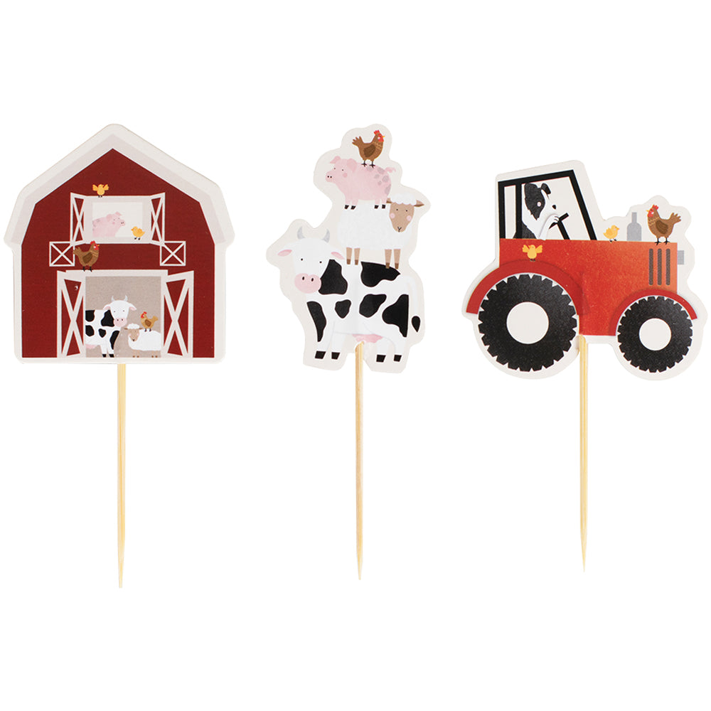 Farm Birthday Cake Cupcake Toppers