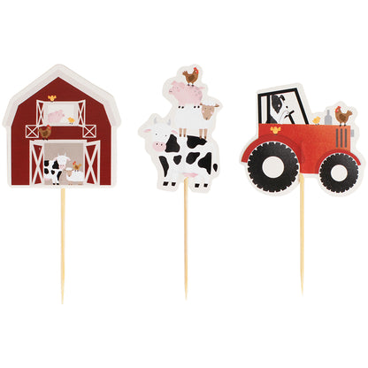Farm Birthday Cake Cupcake Toppers