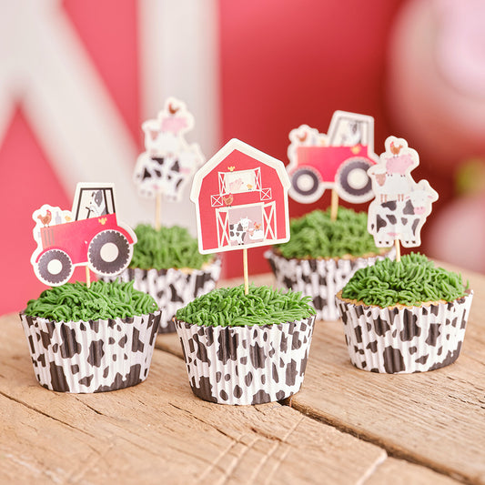 Farm Birthday Cake Cupcake Toppers