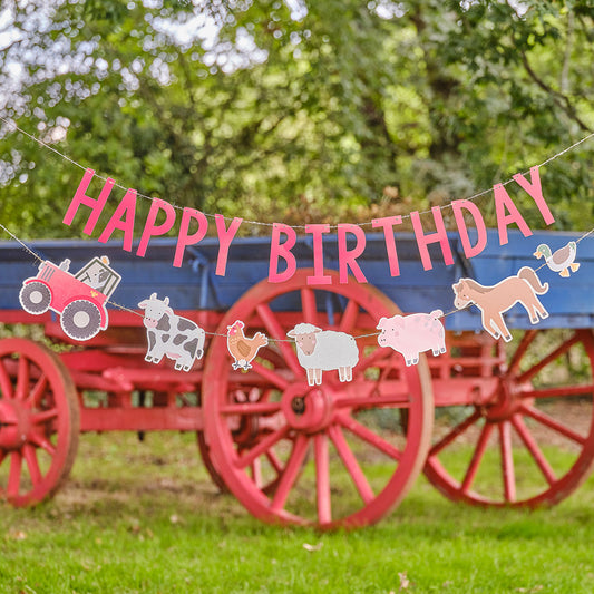 Farm Party Happy Birthday Bunting Decoration