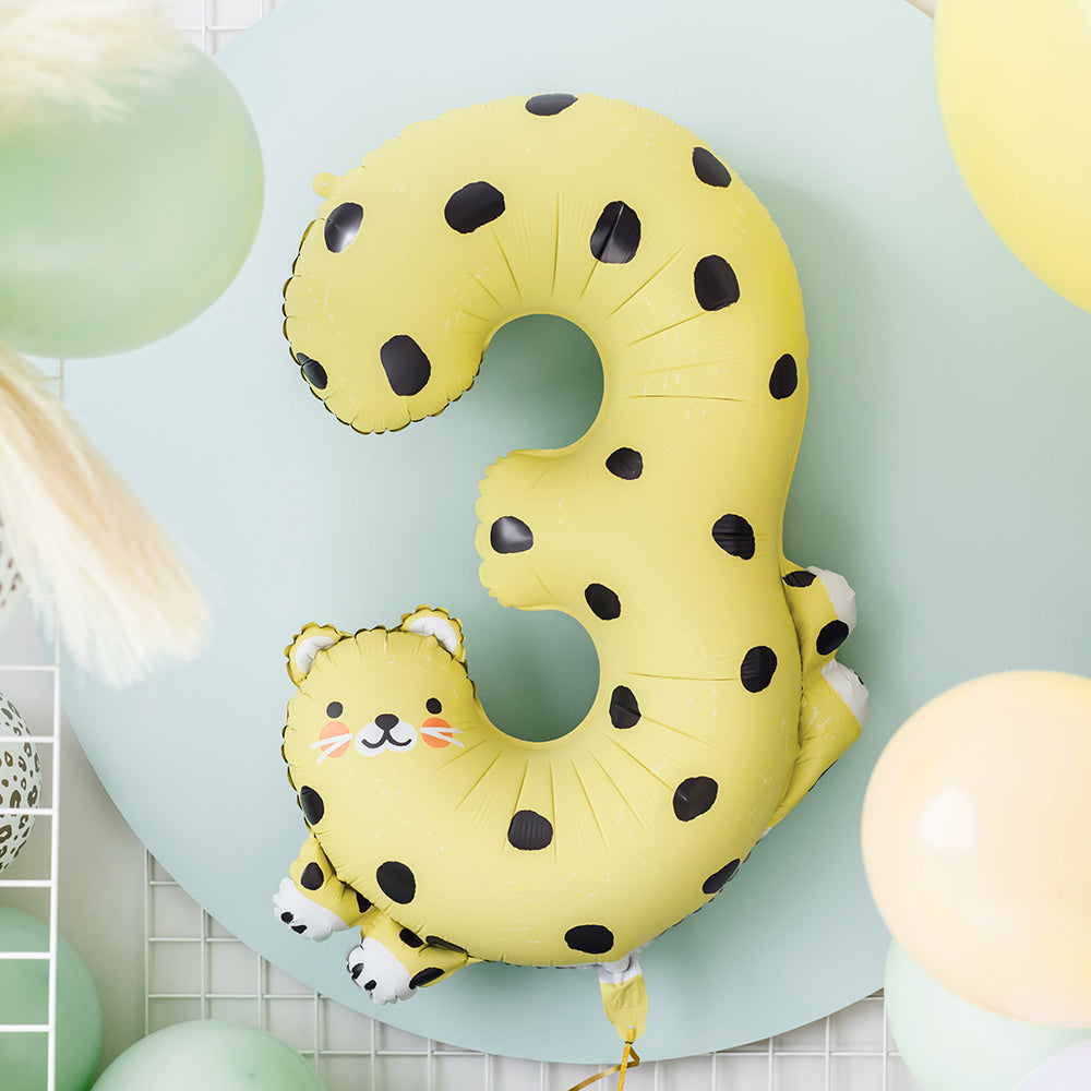 Animal Foil Balloon Number 3 - Cheetah