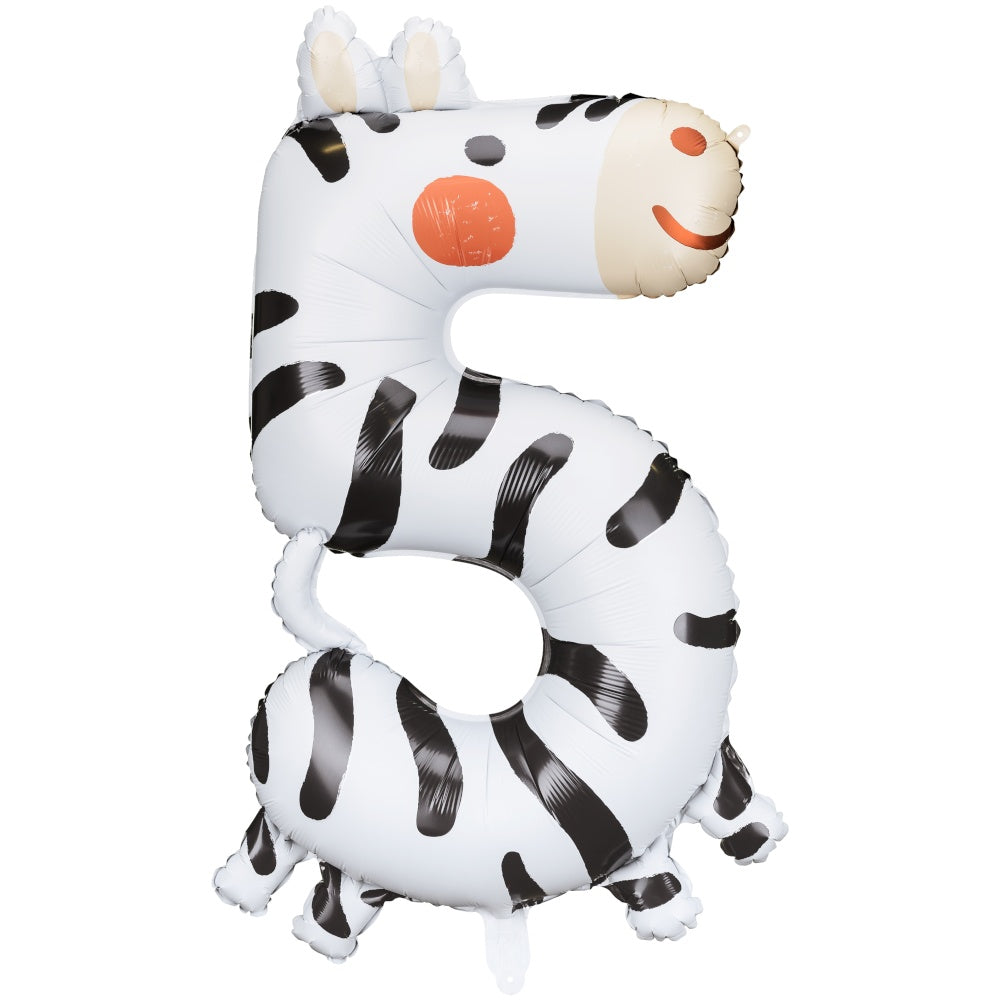 Animal Foil Balloon Number 5 - Zebra