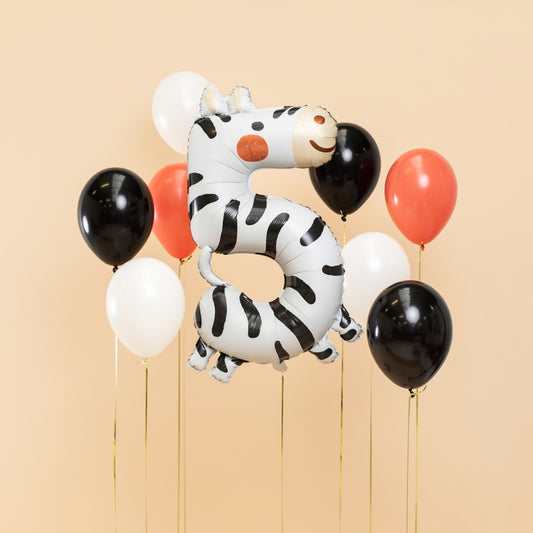 Animal Foil Balloon Number 5 - Zebra