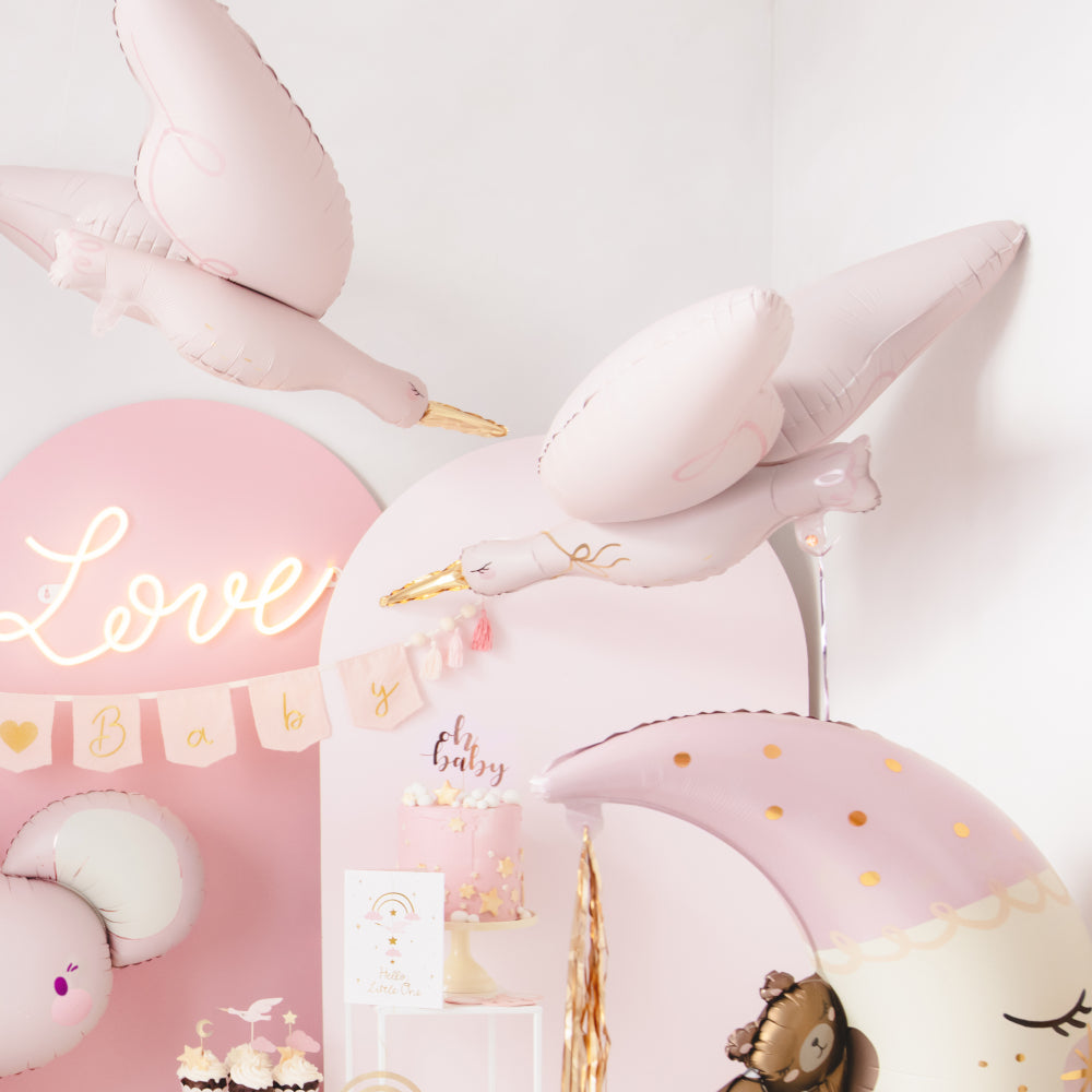 Pink Stork Foil Balloon