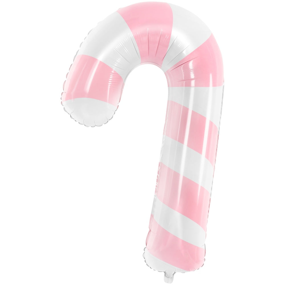 White & Pink Candy Cane Foil Balloon