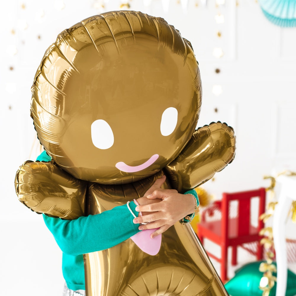 Gold Gingerbread Man Foil Balloon