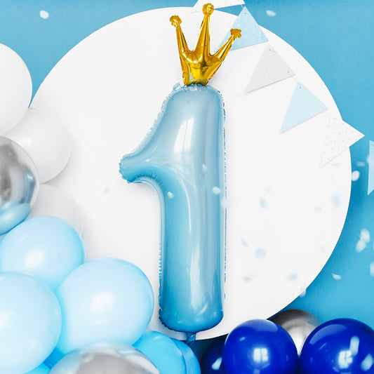 Light Blue Number 1 Foil Balloon