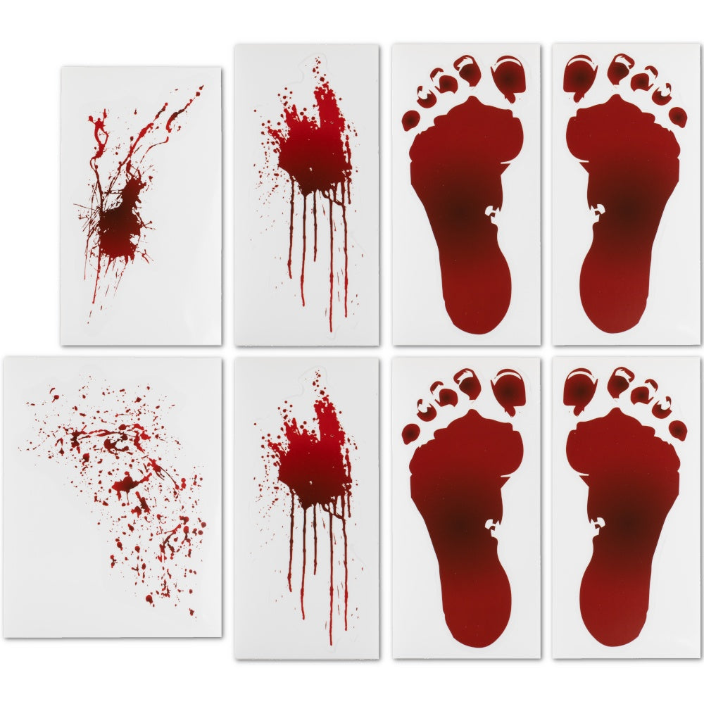 Red Blood Splatter & Footprint Halloween Floor Stickers