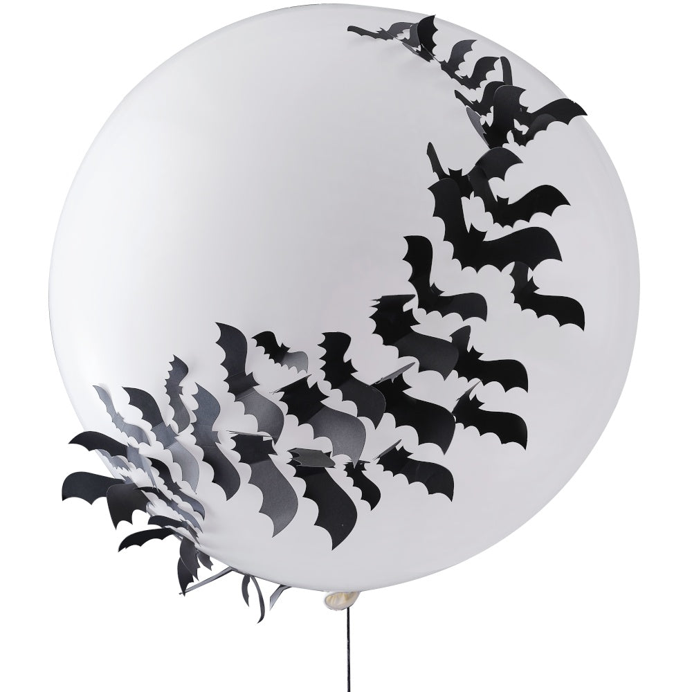Giant White Halloween Balloon with 3D Bats