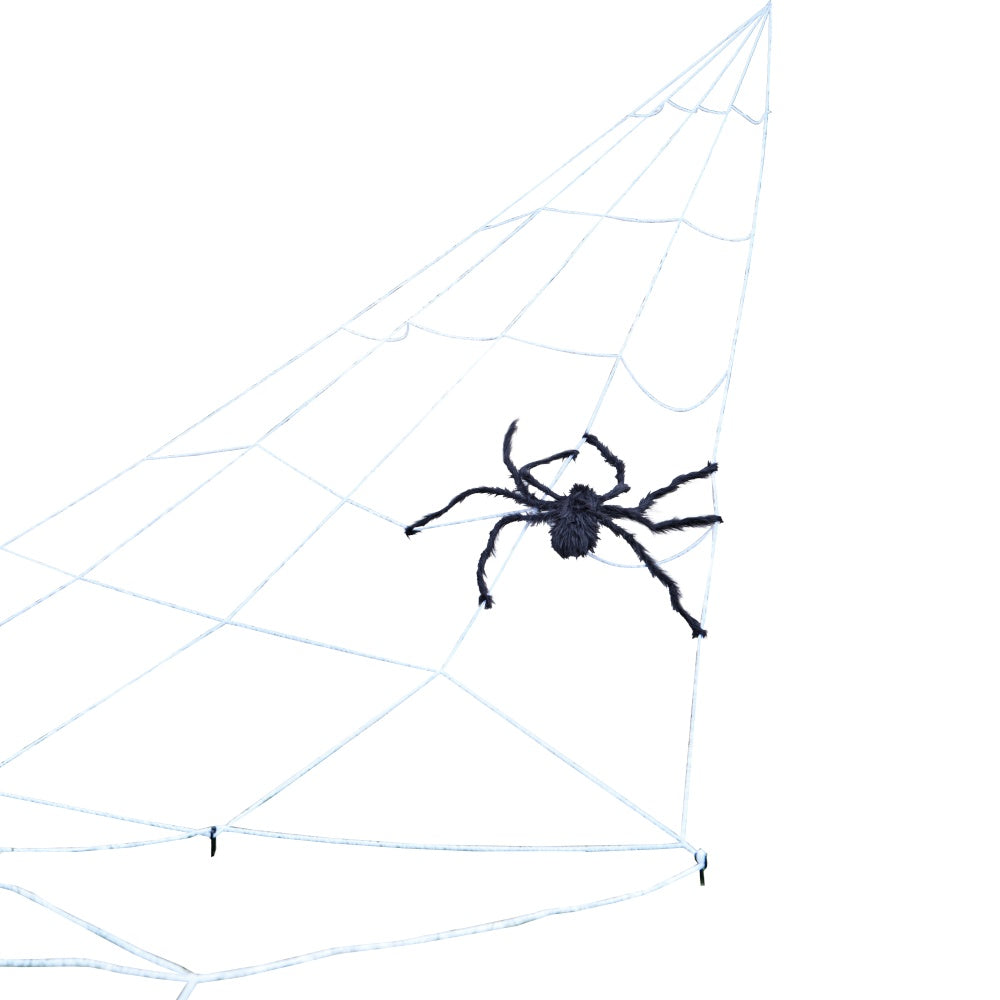 Giant Halloween Spider Web Decoration with Large Spider