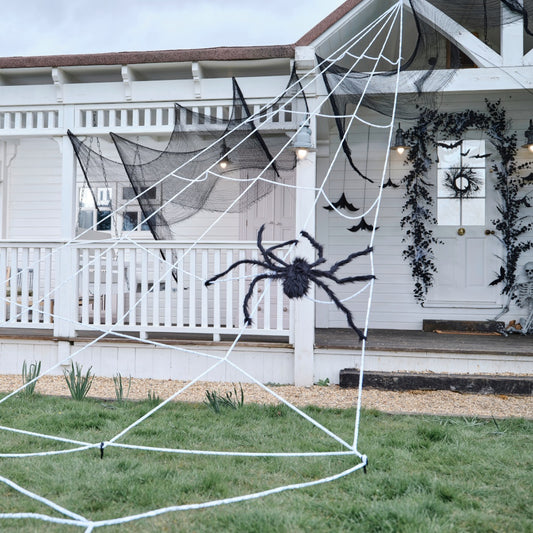 Giant Halloween Spider Web Decoration with Large Spider