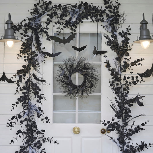 Halloween Garland Foliage Door Kit with Webbing & Hanging Bats