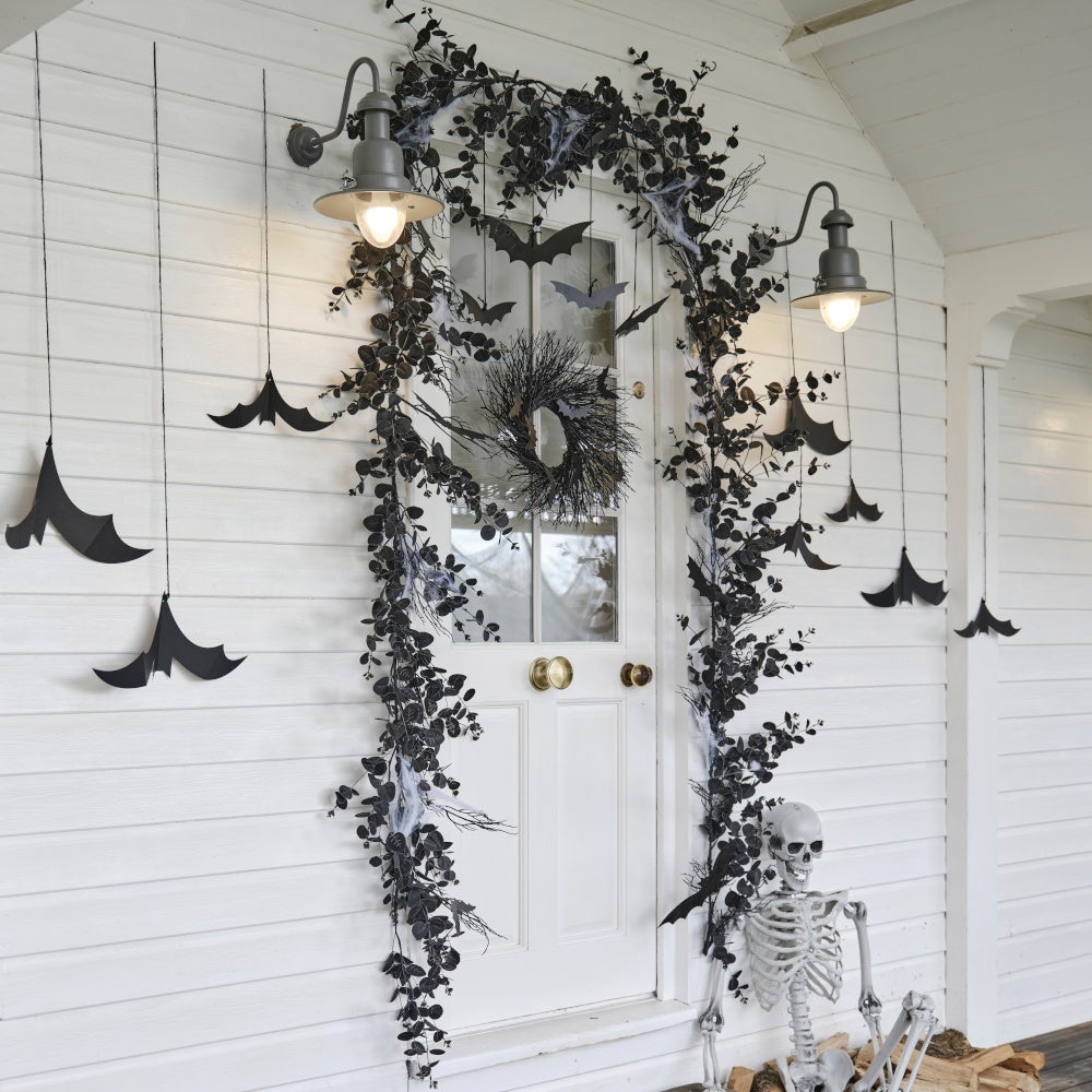 Halloween Garland Foliage Door Kit with Webbing & Hanging Bats