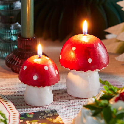 Large Midnight Forest Red Mushroom Candle