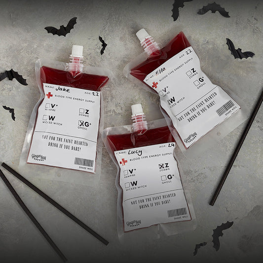 Halloween Blood Bag Drinks Pouches With Straws