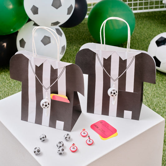 Referee Shirt Football Party Bags with Whistles and Card Tags