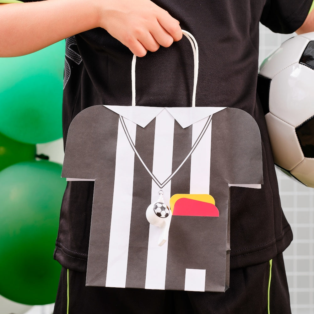Referee Shirt Football Party Bags with Whistles and Card Tags